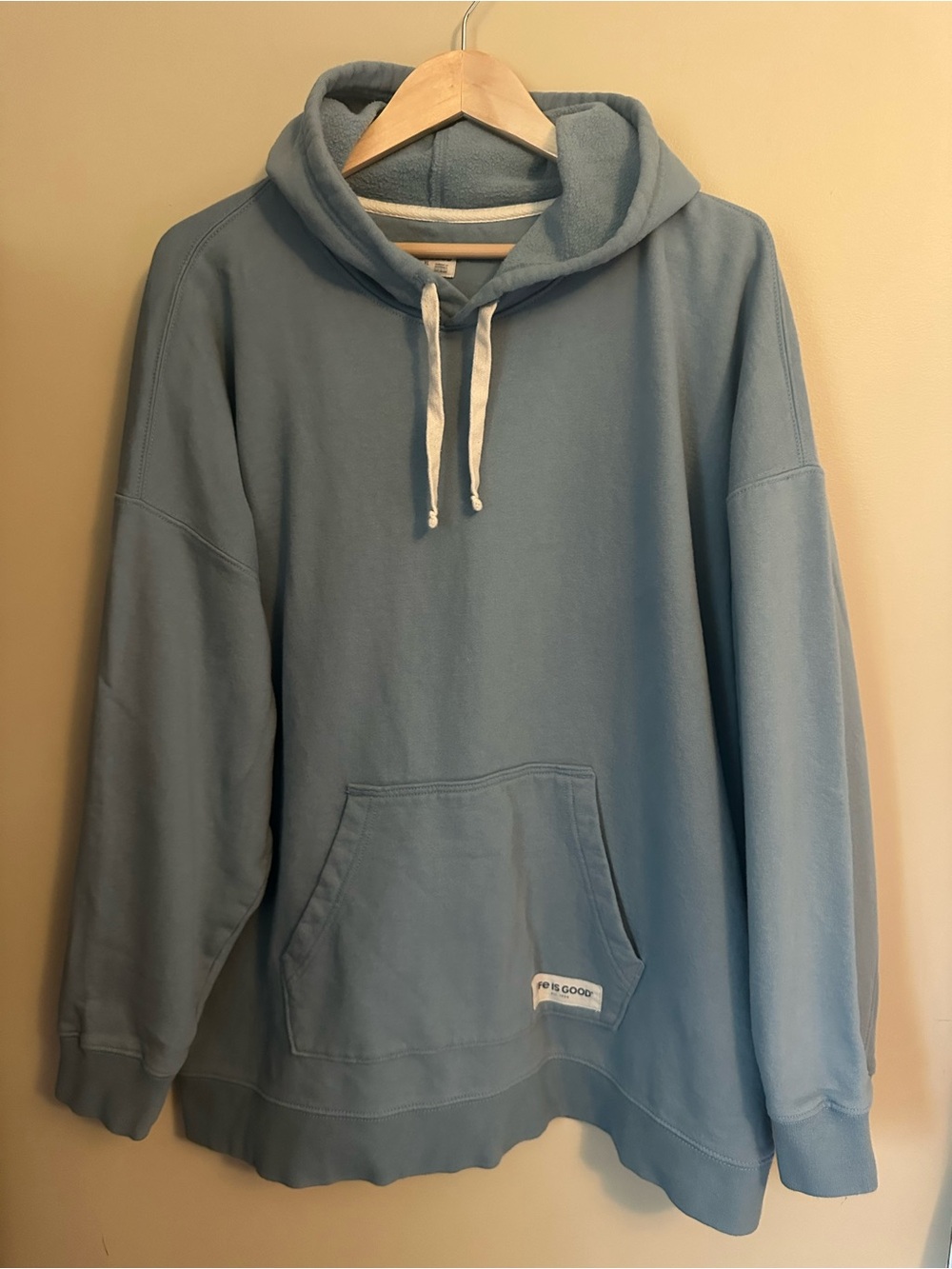 Life is Good Women Oversized Fleece Hoodie 100% Cotton Sweatshirt XL Baby Blue